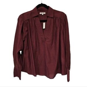 Madewell Easy Long Sleeve Popover Women's Burgundy Shirt Size Small NWT *Spot